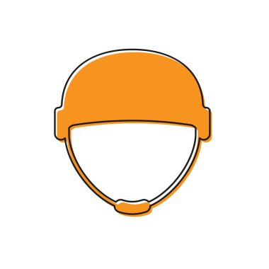 Turuncu Askeri kask simgesi beyaz arka plan üzerinde izole. Savunma ve korumak ordu şapka sembolü. Koruyucu şapka. Vektör İllüstrasyonu