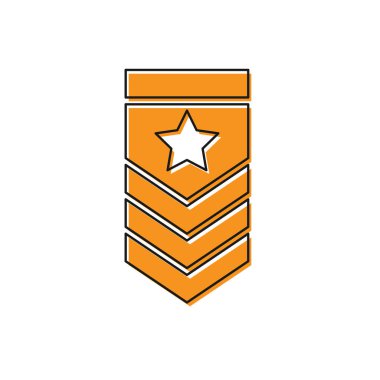 Turuncu Chevron simgesi beyaz arka plan üzerinde izole. Askeri rozet işareti. Vektör İllüstrasyonu