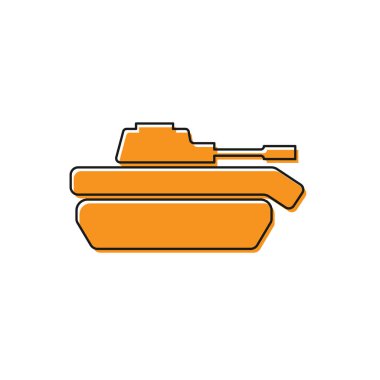 Turuncu Askeri tank simgesi beyaz arka plan üzerinde izole. Vektör İllüstrasyonu