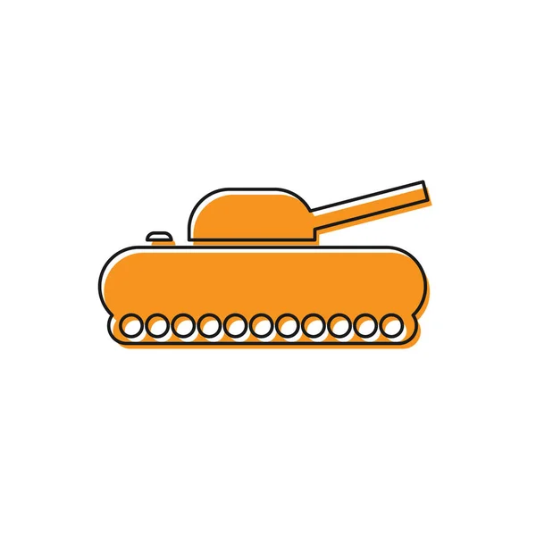 Orange Military tank icon isolated on white background. Vector Illustration — Stock Vector