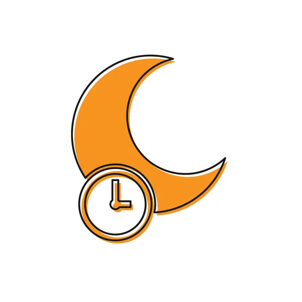 Orange Sleeping moon icon isolated on white background. Vector Illustration — Stock Vector