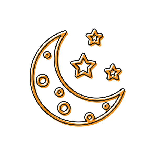 Luna naranja y estrellas icono aislado sobre fondo blanco. Ilustración vectorial — Archivo Imágenes Vectoriales