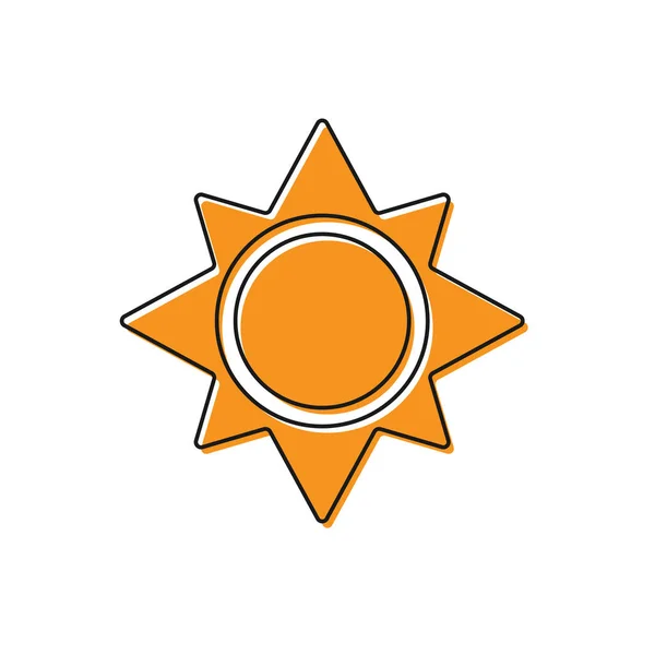 オレンジ色の太陽のアイコンは、白い背景に分離されています。ベクトルイラストレーション — ストックベクタ