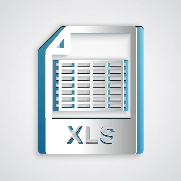 Papiergeschnittenes xls file document. herunterladen xls Taste Symbol isoliert auf grauem Hintergrund. Excel-Dateisymbol. Papierkunst. Vektorillustration — Stockvektor