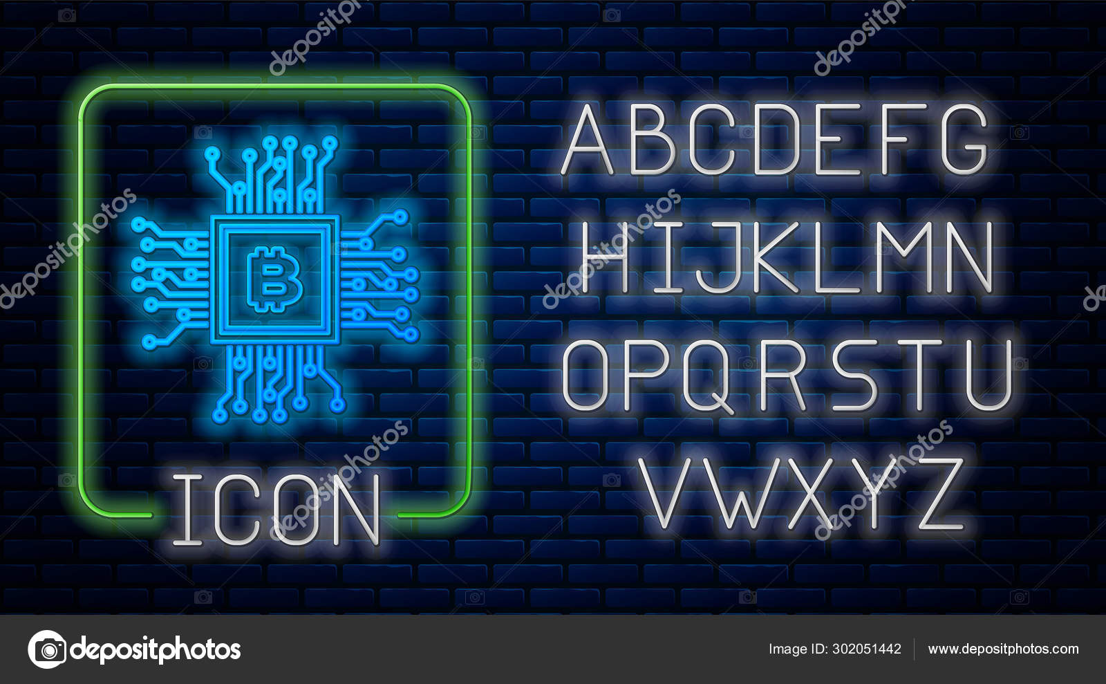 Brillante Icono De Granja Minera De Neon Cpu Aislado En El Fondo De La Pared De