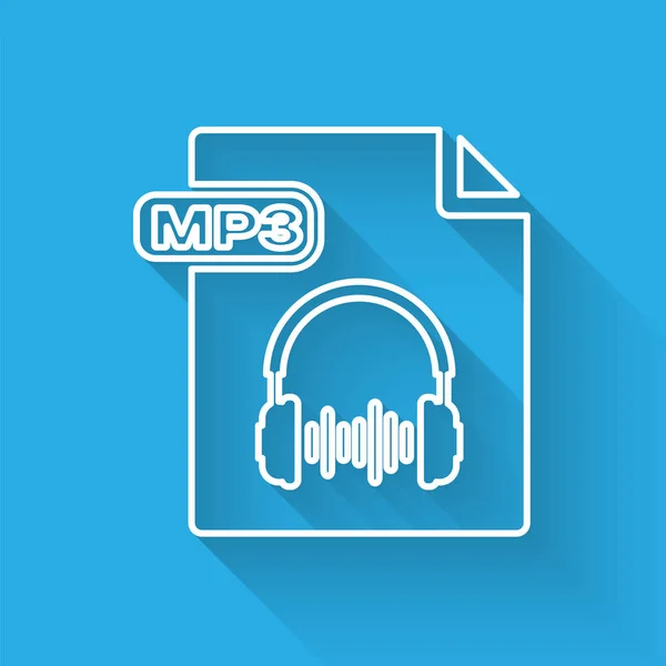 Документ файла MP3 білого рядка. Звантажити піктограму кнопок mp3 ізольовано довгою тінь. Знак музичного формату MP3. Символ файла MP3. Векторна ілюстрація — стоковий вектор