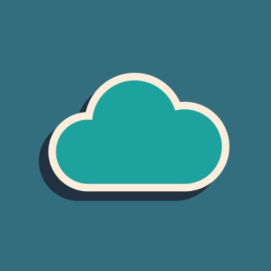 Mavi arka planda yalıtılmış Yeşil Müzik akış hizmeti simgesi. Ses bulut bilgi işlem, online medya akışı, online şarkı, ses dalgası. Uzun gölge stili. Vektör İllüstrasyonu