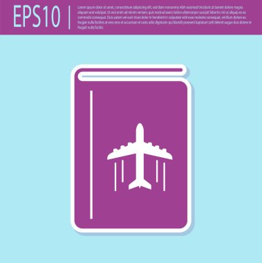 Retro mor Kapak kitap seyahat rehberi simgesi turkuaz arka plan üzerinde izole. Vektör İllüstrasyonu