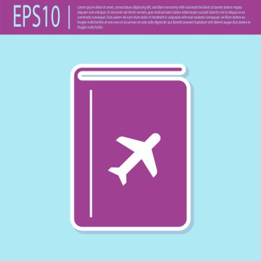 Retro mor Kapak kitap seyahat rehberi simgesi turkuaz arka plan üzerinde izole. Vektör İllüstrasyonu