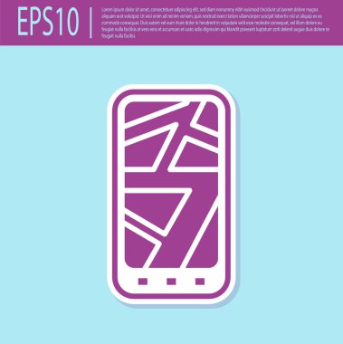 Turkuaz arka planda izole edilmiş şehir haritası yön bulma simgesinin Retro Mor BilgisiName Mobil Uygulama Arayüzü tasarımı. Coğrafi konsept. Vektör İllüstrasyonu