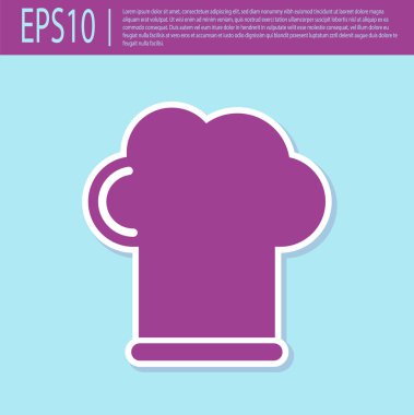 Retro mor aşçı şapkası simgesi turkuaz arka planda izole edildi. Aşçılık sembolü. Aşçı şapkası. Vektör İllüstrasyonu