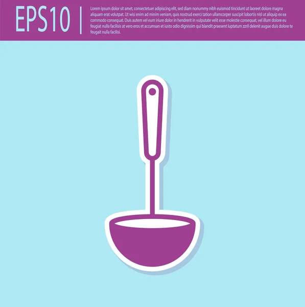 Retro púrpura icono cucharón de cocina aislado sobre fondo turquesa. Utensil de cocina. Signo de cuchara de cubiertos. Ilustración vectorial — Vector de stock