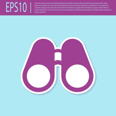 Retro mor dürbün simgesi turkuaz arka planda izole edildi. Yazılım işareti bul. Casus ekipman sembolü. Vektör İllüstrasyonu