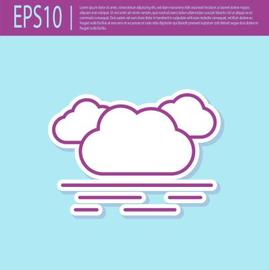 Retro mor Bulut simgesi turkuaz arka plan üzerinde izole. Vektör İllüstrasyonu