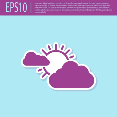 Retro mor güneş ve hava durumu ikonu turkuaz arka planda izole edildi. Vektör İllüstrasyonu