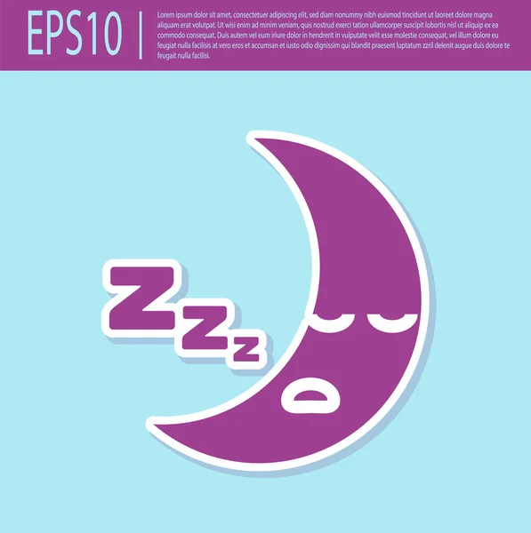 Icono de luna púrpura retro aislado sobre fondo turquesa. Señal de noche nublada. Sueños del sueño símbolo. Señal de la noche o la cama. Ilustración vectorial — Archivo Imágenes Vectoriales