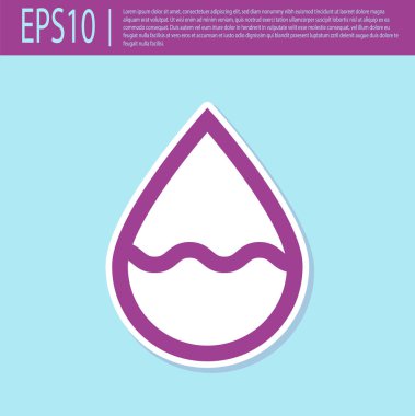 Retro mor su damlası simgesi turkuaz arka planda izole edildi. Vektör İllüstrasyonu
