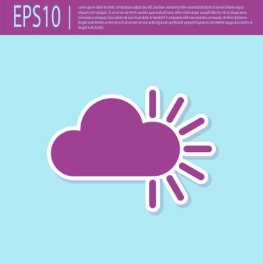 Retro mor Bulutlu simgesi turkuaz arka plan üzerinde izole. Vektör İllüstrasyonu