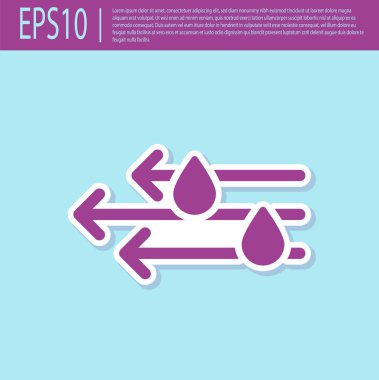 Retro mor Rüzgar ve yağmur simgesi turkuaz arka plan izole. Rüzgarlı hava. Vektör İllüstrasyonu