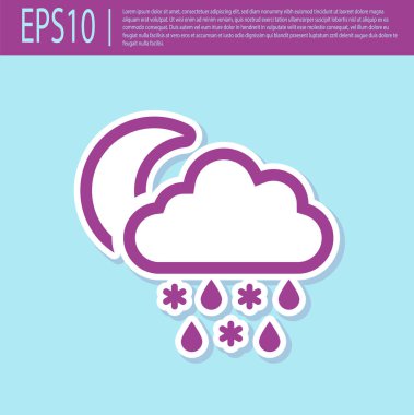 Turkuaz arka plan üzerinde izole kar ve yağmur simgesi ile Retro mor Bulut. Hava durumu simgesi. Vektör İllüstrasyonu