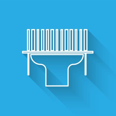 Beyaz çizgi Tarayıcı tarama barkod simgesi uzun gölge ile izole. Barkod etiket etiketi. Çubuklu teslimat için kimlik. Vektör İllüstrasyonu