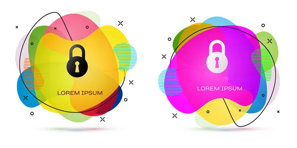 Color Lock icon isolated on white background. Padlock sign. Security, safety, protection, privacy concept. Abstract banner with liquid shapes. Vector Illustration — Stock Vector