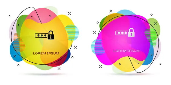 Couleur Protection par mot de passe et icône d'accès de sécurité isolée sur fond blanc. icône de verrouillage. Sécurité, sûreté, protection, concept de vie privée. Bannière abstraite aux formes liquides. Illustration vectorielle — Image vectorielle