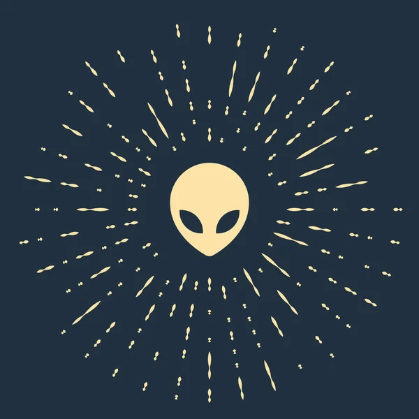 Beige Alien icon isolated on dark blue background. Extraterrestrial alien face or head symbol. Abstract circle random dots. Vector Illustration — Stock Vector