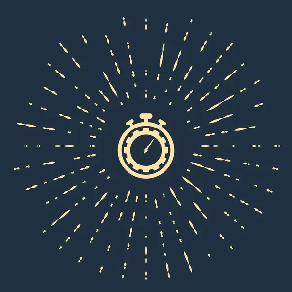 Beige Time Management-ikonen isolerad på Mörkblå bakgrund. Klocka och växel skylt. Produktivitets symbolen. Abstrakt cirkel slumpmässiga prickar. Vektor illustration — Stock vektor