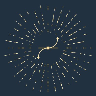 Bej Bezier eğri simgesi koyu mavi arka plan üzerinde izole. Kalem araç simgesi. Soyut daire rasgele nokta. Vektör İllüstrasyonu