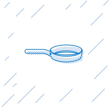 Mavi çizgi Kızartma tava sısimgesi beyaz arka plan üzerinde izole. Kızartma veya kızartma gıda sembolü. Vektör İllüstrasyonu