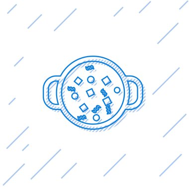 Mavi çizgi Beyaz arka plan üzerinde izole pot simgesi çorba pişirme. Kaynatın veya güveç gıda sembolü. Vektör İllüstrasyonu