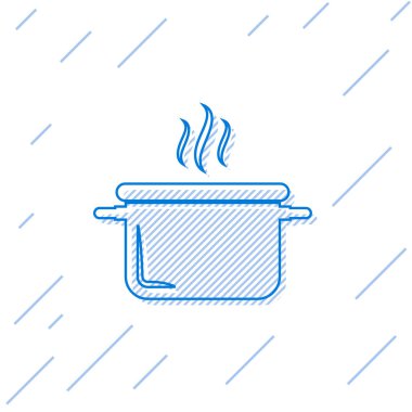Mavi çizgi Beyaz arka plan üzerinde izole pot simgesi pişirme. Kaynatın veya güveç gıda sembolü. Vektör İllüstrasyonu