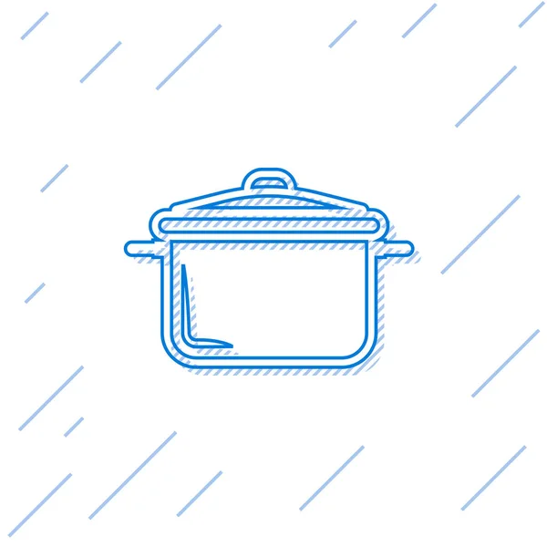 Mavi çizgi Beyaz arka plan üzerinde izole pot simgesi pişirme. Kaynatın veya güveç gıda sembolü. Vektör İllüstrasyonu — Stok Vektör