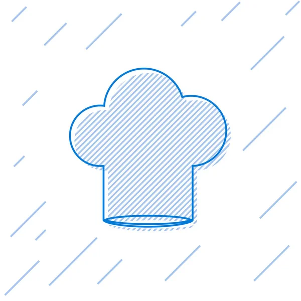 흰색 배경에 격리 된 파란색 선 요리사 모자 아이콘입니다. 요리 기호입니다. 모자를 요리합니다. 벡터 일러스트레이션 — 스톡 벡터