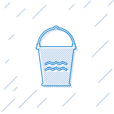 Mavi çizgi Kova simgesi beyaz arka planda yalıtılmış. Vektör İllüstrasyonu