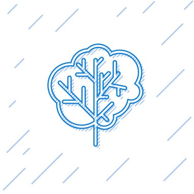 Beyaz arkaplanda mavi çizgi ağaç simgesi izole edildi. Orman sembolü. Vektör İllüstrasyonu