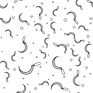 Siyah çizgi Orak simgesi beyaz arka plan üzerinde sorunsuz desen izole. Hasat kanca işareti. Vektör İllüstrasyonu