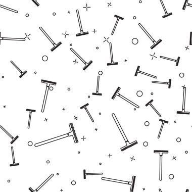 Siyah çizgi Bahçe komisyon simgesi beyaz arka plan üzerinde sorunsuz desen izole. Bahçecilik, tarım, tarım için bir araç. Yer kültivatör. Temizlik ekipmanları. Vektör İllüstrasyonu