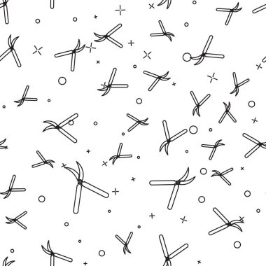 Siyah çizgi Bahçe el yapımı makas beyaz arka plan üzerinde izole simgesi izole için. Ahşap saplı budama makasları. Vektör İllüstrasyonu