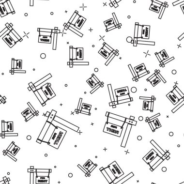 Kiralık metin ile Siyah satır Asılı işareti beyaz arka plan üzerinde sorunsuz desen izole. Kiralık metinli tabela. Vektör İllüstrasyonu