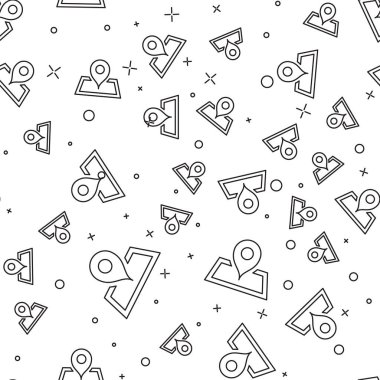 Perspektif simgesinde harita kağıdındaki siyah çizgi Yer Tutucu, beyaz arka plan üzerinde izole edilmiş kesintisiz desen. Vektör İllüstrasyonu