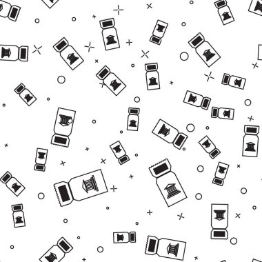 Siyah çizgi Müzesi bilet simgesi beyaz arka plan üzerinde sorunsuz desen izole. Tarih müzesi bilet kupon olay sergi gezi itiraf. Vektör İllüstrasyonu