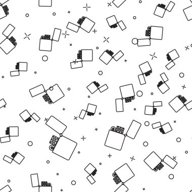 Siyah çizgi Çakmak simgesi beyaz arka plan üzerinde sorunsuz desen izole. Vektör İllüstrasyonu