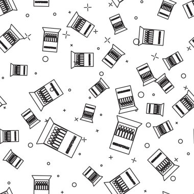 Siyah çizgi Kibrit kutusunu açın ve beyaz arka plan üzerinde izole edilmiş simge yi eşleştirin. Vektör İllüstrasyonu