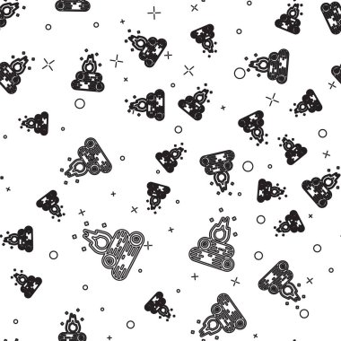 Siyah çizgi kamp ateşi ikonu beyaz arka planda izole edilmiş kusursuz desen. Odunla yanan şenlik ateşi. Vektör İllüstrasyonu