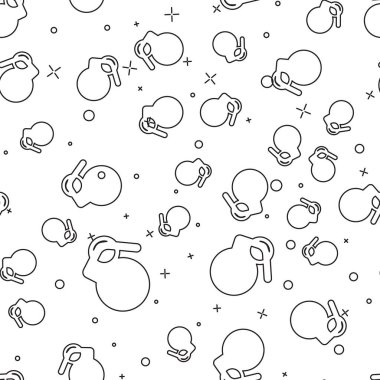 Siyah çizgi El bombası simgesi beyaz arka plan üzerinde sorunsuz desen izole. Bomba patlaması. Vektör İllüstrasyonu