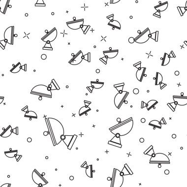 Siyah çizgi Radar simgesi beyaz arka plan üzerinde sorunsuz desen izole. Askeri arama sistemi. Vektör İllüstrasyonu