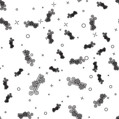 Siyah çizgi Rüzgar ve kar simgesi beyaz arka plan üzerinde sorunsuz desen izole. Rüzgarlı hava. Vektör İllüstrasyonu