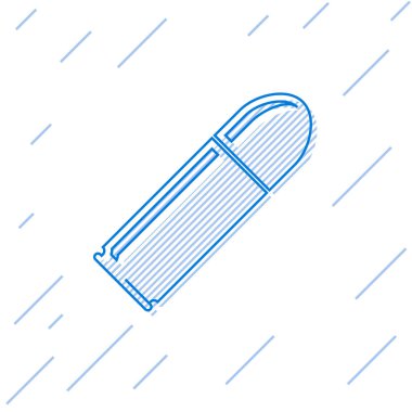 Beyaz arka planda yalıtılmış mavi çizgi Madde İşareti simgesi. Vektör İllüstrasyonu